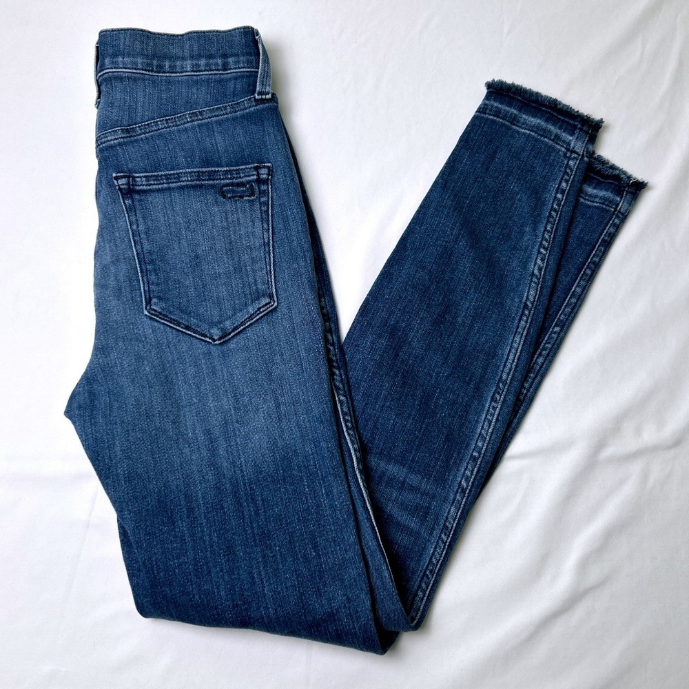 AYR Womens The Riser High Rise Skinny Raw Hem Jeans Size 25/2 Medium Wash Blue